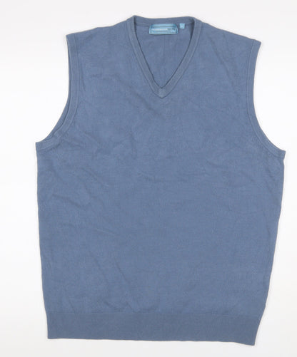 Green Woods Escape Men’s Blue L V-Neck Knit Sleeveless Jumper Vest
