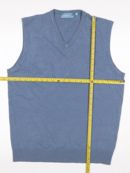 Green Woods Escape Men’s Blue L V-Neck Knit Sleeveless Jumper Vest