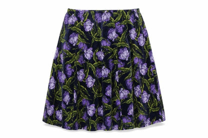 Marks and Spencer Women Blue Floral Velvet A-Line Skirt UK 22