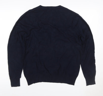 Cristiano Baldinucci Men’s Blue M V-Neck Wool Blend Pullover Jumper