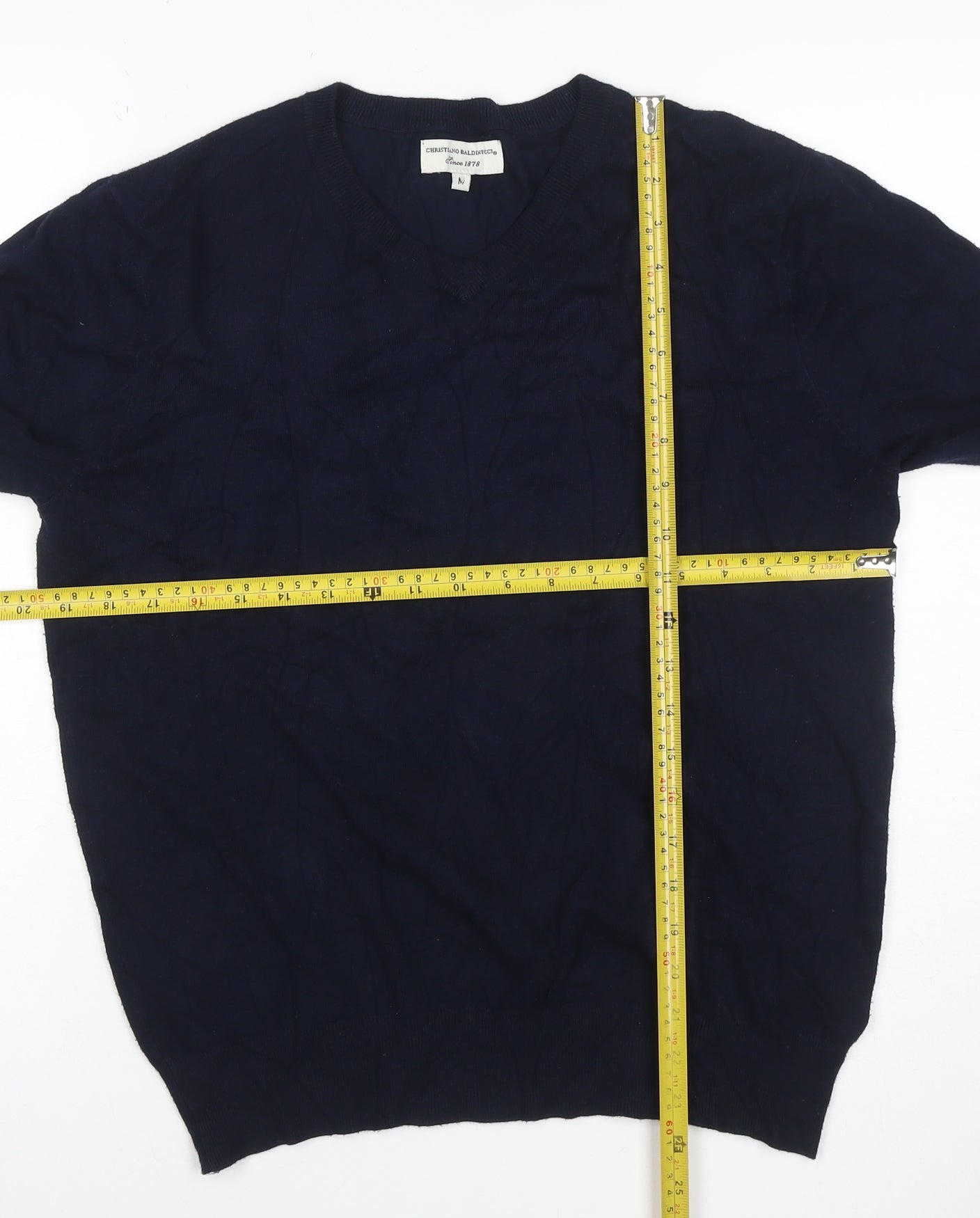 Cristiano Baldinucci Men’s Blue M V-Neck Wool Blend Pullover Jumper
