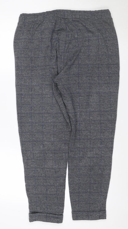 Marks & Spencer Men Grey Check Size 16 Jogger Trousers Drawstring