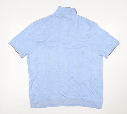 Autograph Men's Blue 2XL Short Sleeve 1/4 Zip Textured Knit Polo