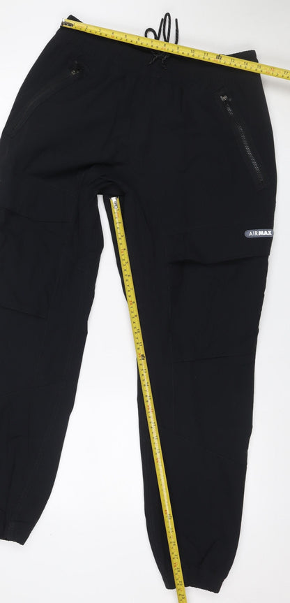 Nike Men’s Black L Air Max Jogger Track Pants Drawstring Zip Pockets