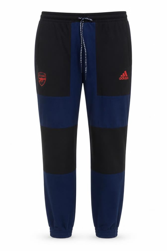 Front view of adidas Arsenal Teens Blue Black 10-12 Fleece Track Pants Joggers