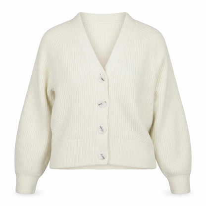 Marks and Spencer Women Ivory UK 14 Chunky Knit V-Neck Cardigan