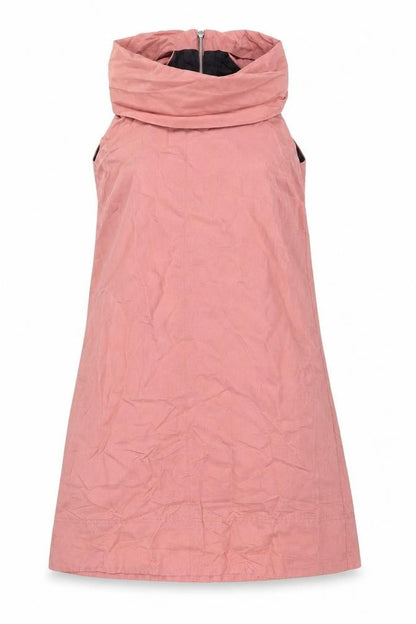 Front view of Zara Woman Pink S Knee Length Cowl Neck Zip Sheath Dress