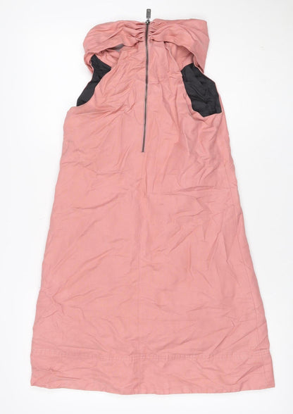 Zara Woman Pink S Knee Length Cowl Neck Zip Sheath Dress