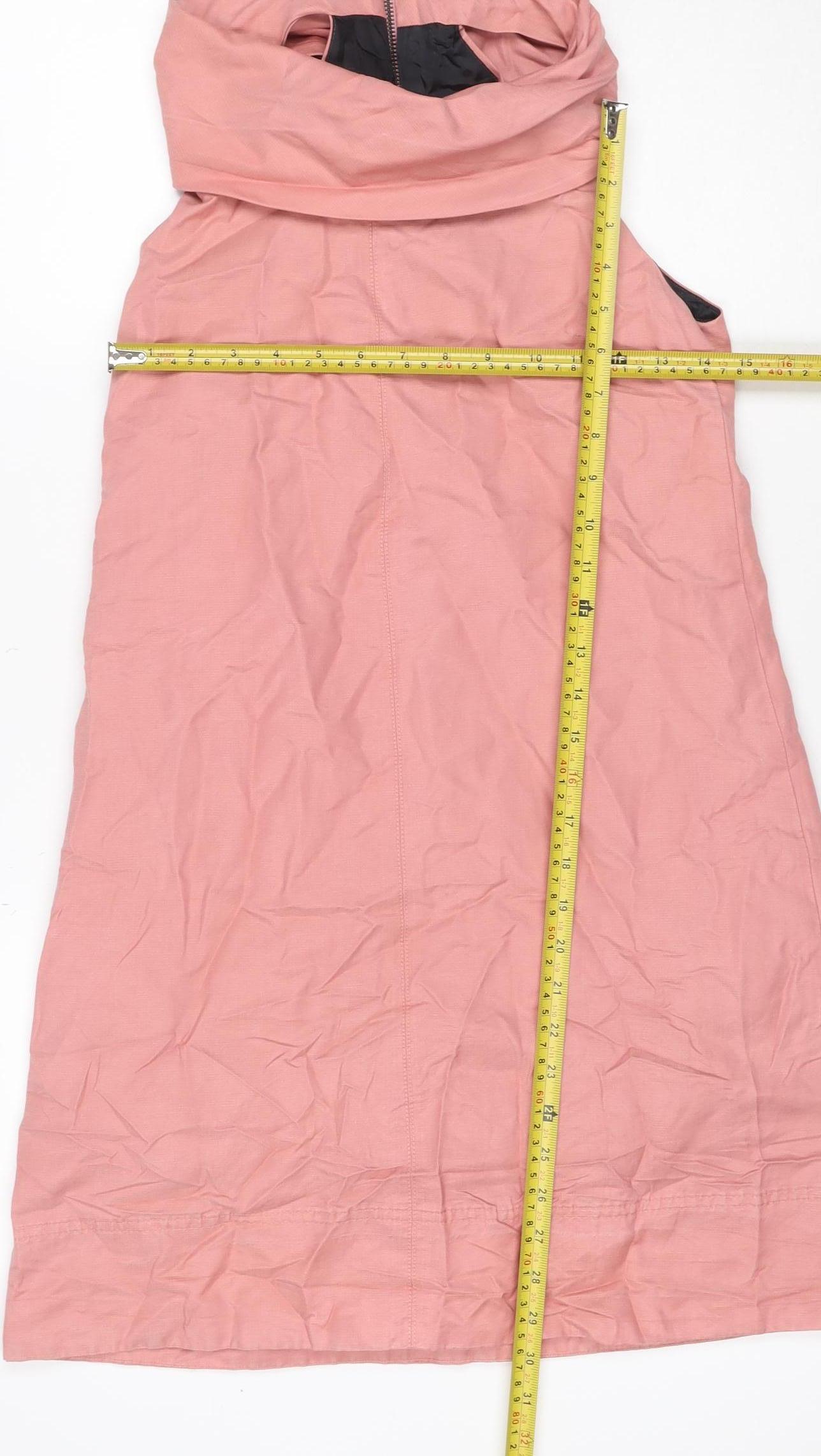 Zara Woman Pink S Knee Length Cowl Neck Zip Sheath Dress