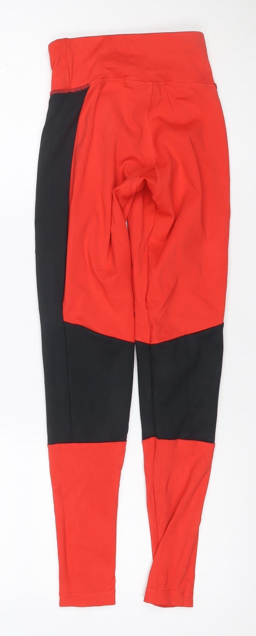 Myprotein Women Red Black Colourblock XS Gym Training Leggings