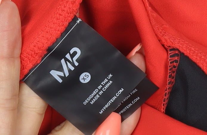Myprotein Women Red Black Colourblock XS Gym Training Leggings