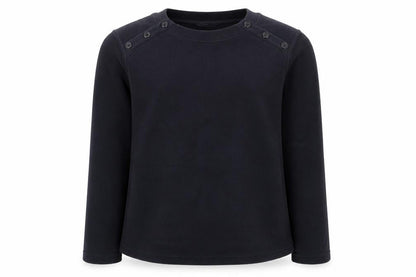 Lands' End Women’s Navy Blue L Fleece Button Shoulder Sweatshirt