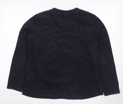 Lands' End Women’s Navy Blue L Fleece Button Shoulder Sweatshirt