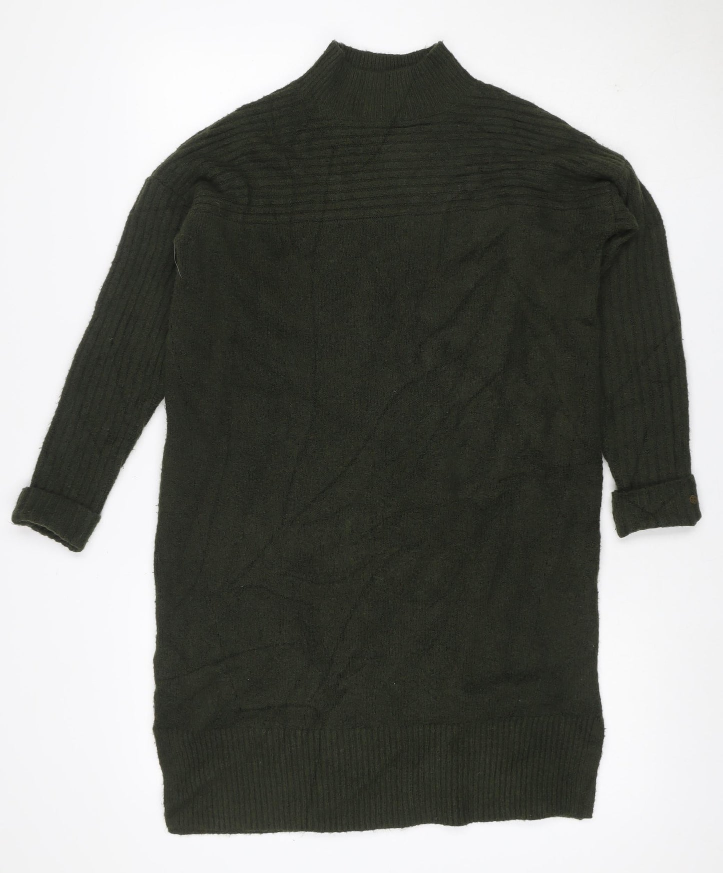Fat Face Women Green UK 16 Cable Knit Mock Neck Jumper Dress