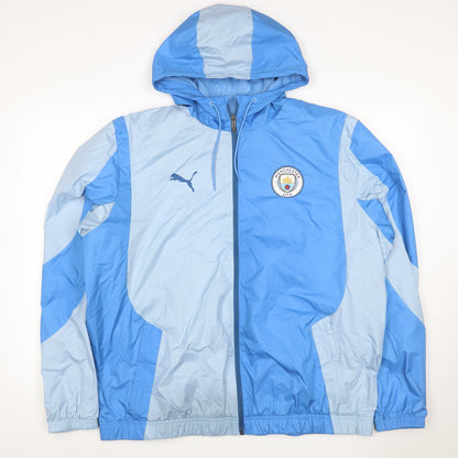 Puma Men's Blue XL Manchester City Hooded Windbreaker Football Jacket