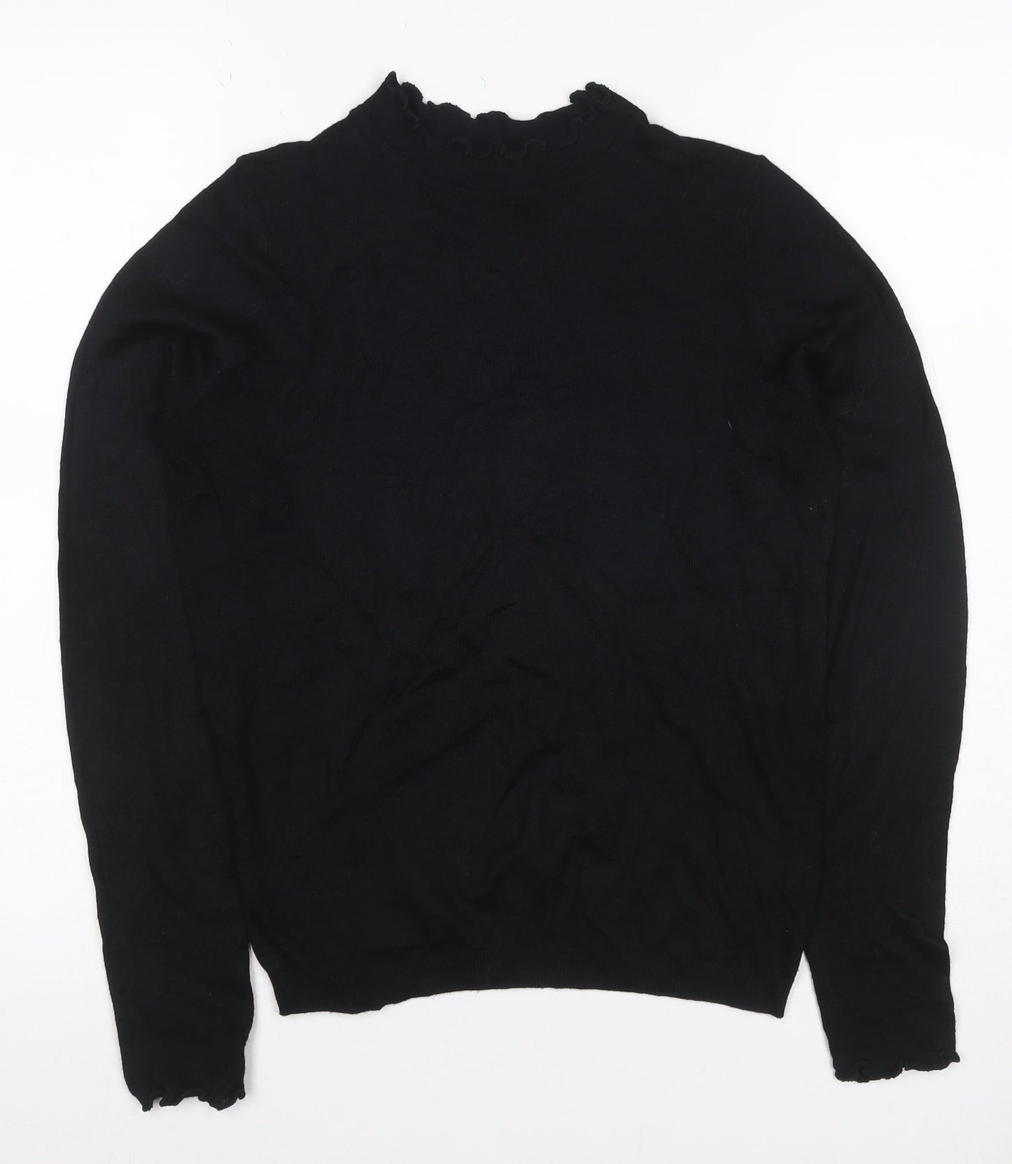 Next Women’s Black XS Ruffle Neck Long Sleeve Knit Pullover Jumper