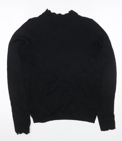 Next Women’s Black XS Ruffle Neck Long Sleeve Knit Pullover Jumper