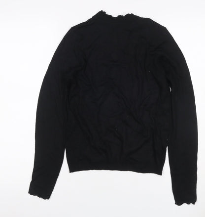 Next Women’s Black XS Ruffle Neck Long Sleeve Knit Pullover Jumper