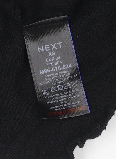 Next Women’s Black XS Ruffle Neck Long Sleeve Knit Pullover Jumper