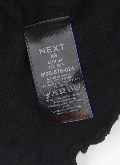 Next Women’s Black XS Ruffle Neck Long Sleeve Knit Pullover Jumper