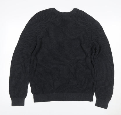 Paul Costelloe Men’s Black L Cable Knit Crew Neck Pullover Jumper