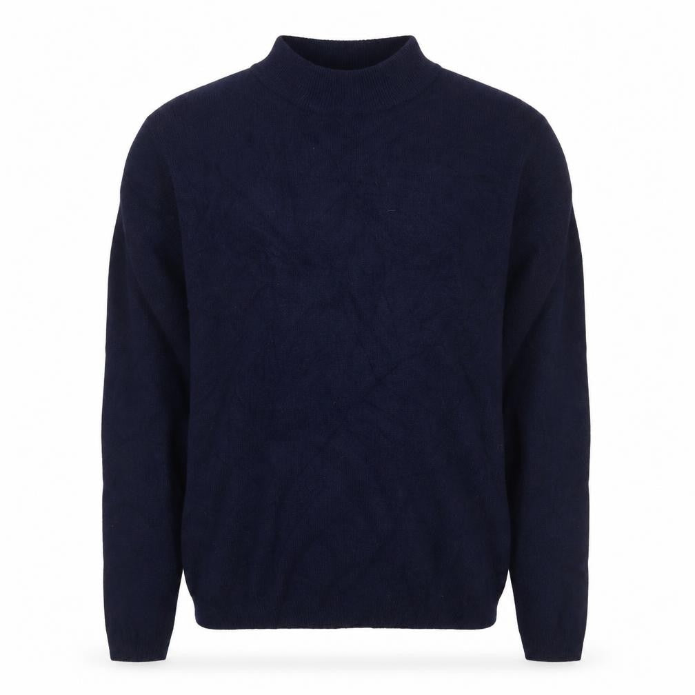 Isle Essentials Women's Navy Merino Roll Neck Pullover Jumper S
