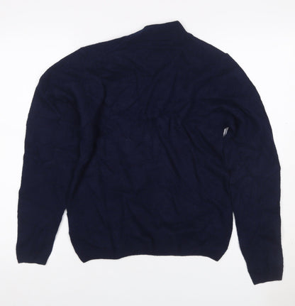 Isle Essentials Women's Navy Merino Roll Neck Pullover Jumper S