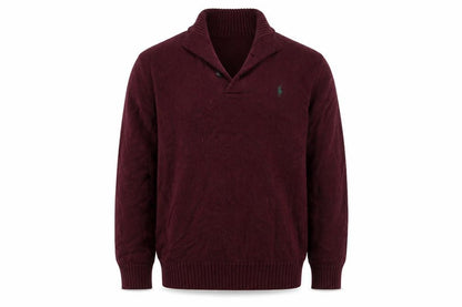 Polo Ralph Lauren Men Red M Cotton Knit Henley High Neck Jumper