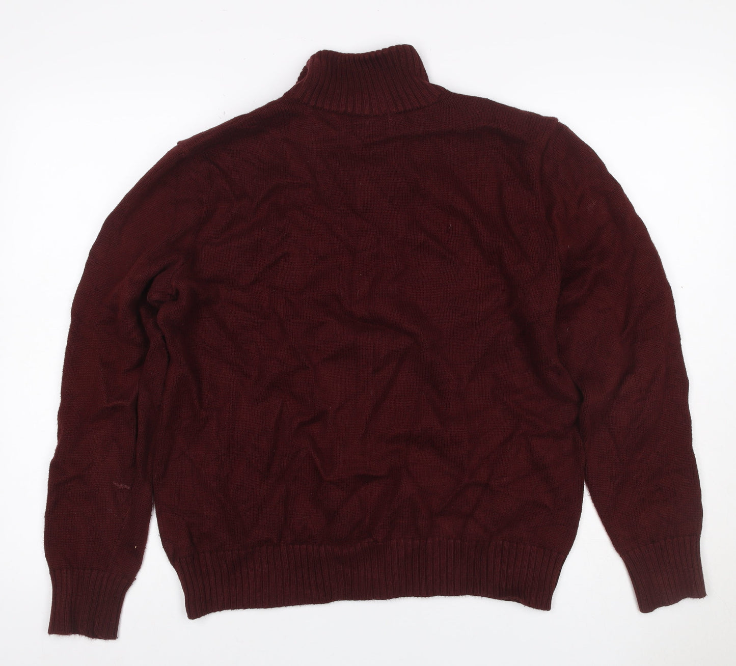 Polo Ralph Lauren Men Red M Cotton Knit Henley High Neck Jumper