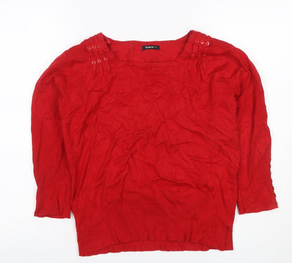 Roman Women’s Red Size 14 Square Neck Button Detail Knit Jumper