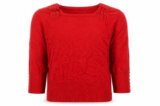 Roman Women’s Red Size 14 Square Neck Button Detail Knit Jumper