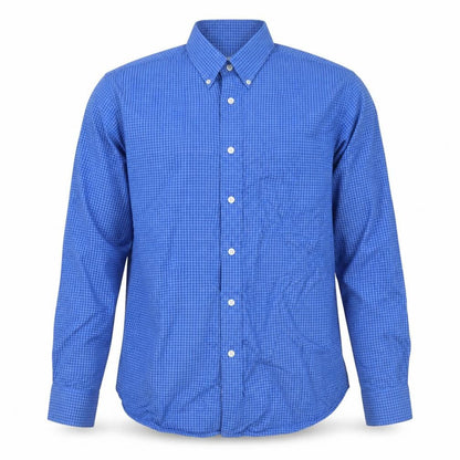 Vyella Men Blue M Check Cotton Modal Button-Down Long Sleeve Shirt