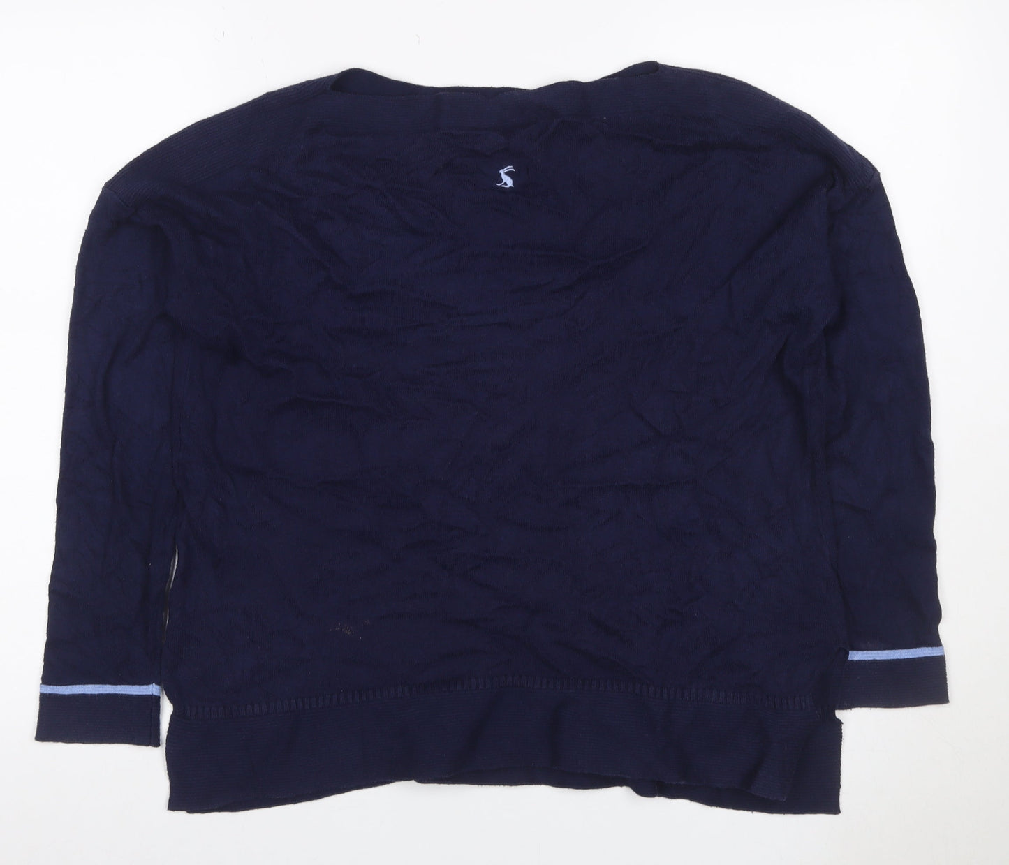 Joules Women Navy UK 12 Cotton Blend Boat Neck Long Sleeve Jumper