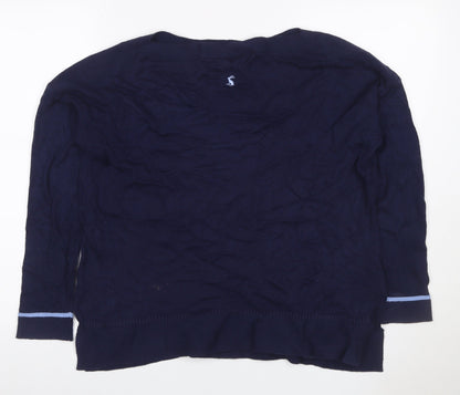 Joules Women Navy UK 12 Cotton Blend Boat Neck Long Sleeve Jumper