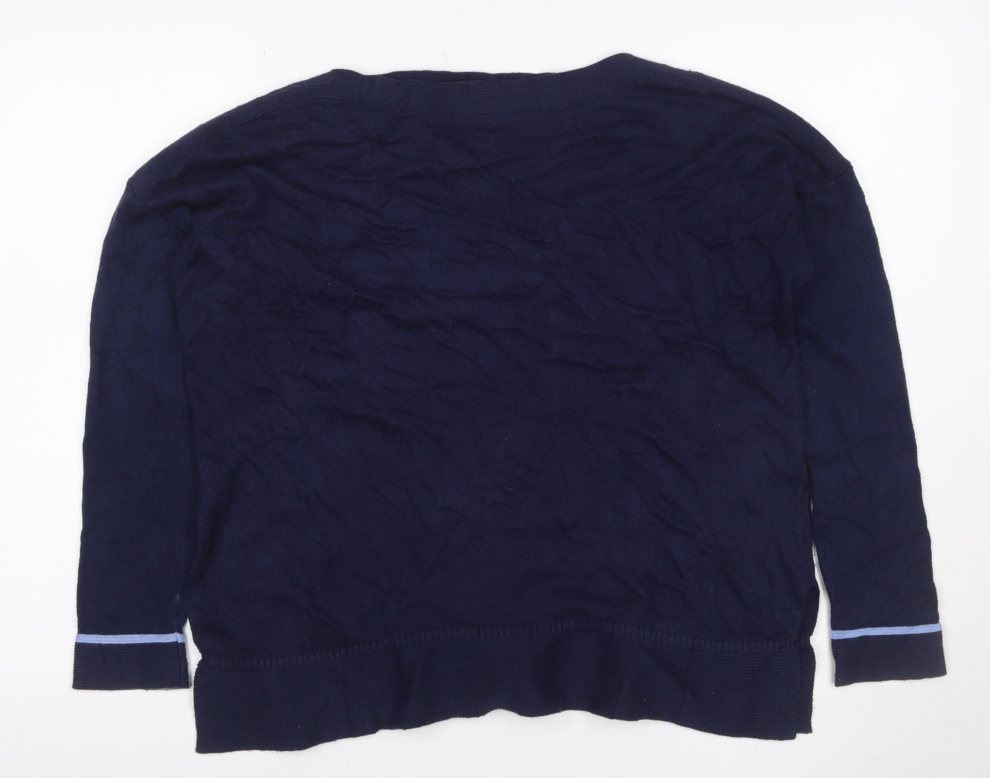 Joules Women Navy UK 12 Cotton Blend Boat Neck Long Sleeve Jumper