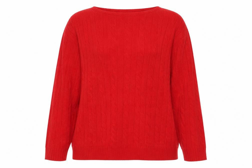 Polo Ralph Lauren Women Red M Cable Knit Merino Cashmere Crew Jumper