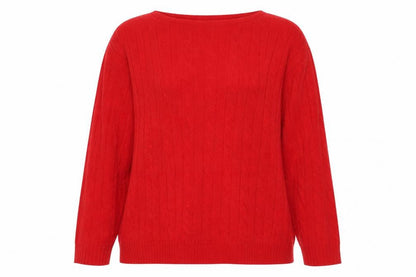 Polo Ralph Lauren Women Red M Cable Knit Merino Cashmere Crew Jumper