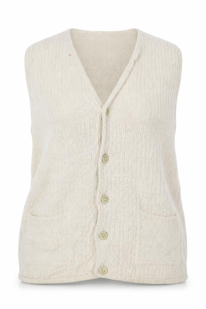 Marks & Spencer Women's Beige UK 12 Linen Blend Sleeveless V-Neck Cardigan
