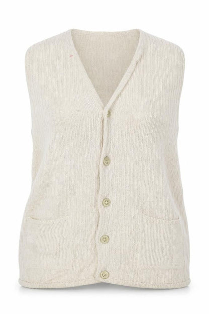 Marks & Spencer Women's Beige UK 12 Linen Blend Sleeveless V-Neck Cardigan