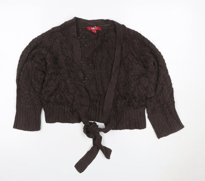 Meymoon Women’s Brown UK 14 Cable Knit Tie Wrap Cardigan