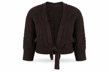 Meymoon Women’s Brown UK 14 Cable Knit Tie Wrap Cardigan