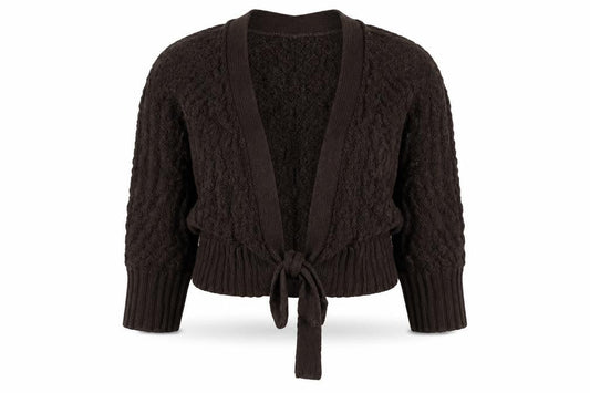 Meymoon Women’s Brown UK 14 Cable Knit Tie Wrap Cardigan