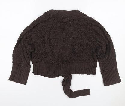 Meymoon Women’s Brown UK 14 Cable Knit Tie Wrap Cardigan