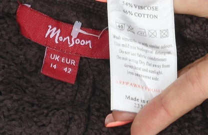 Meymoon Women’s Brown UK 14 Cable Knit Tie Wrap Cardigan