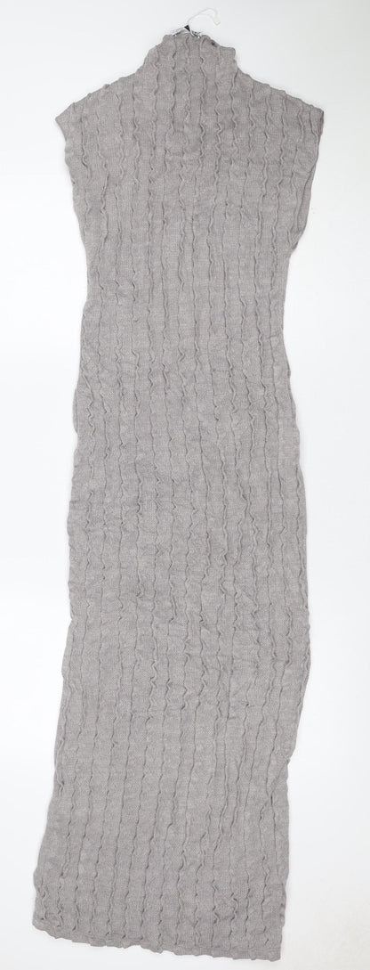 Zara Women Grey S Maxi Knit Striped Sleeveless Stretch Dress