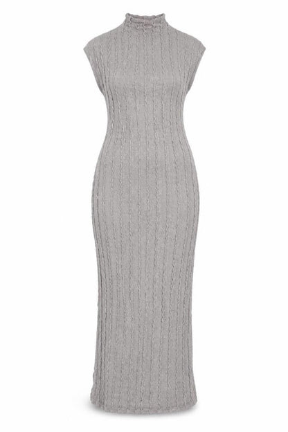 Zara Women Grey S Maxi Knit Striped Sleeveless Stretch Dress