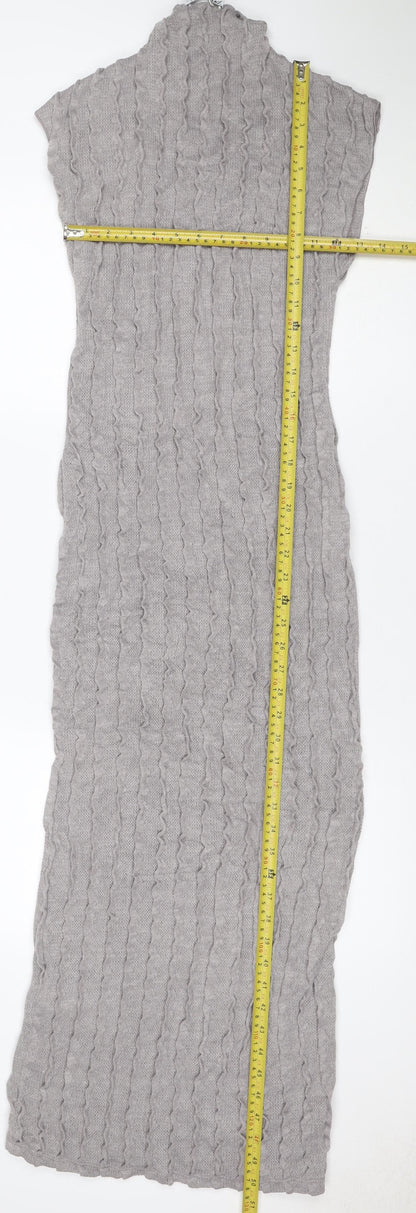 Zara Women Grey S Maxi Knit Striped Sleeveless Stretch Dress