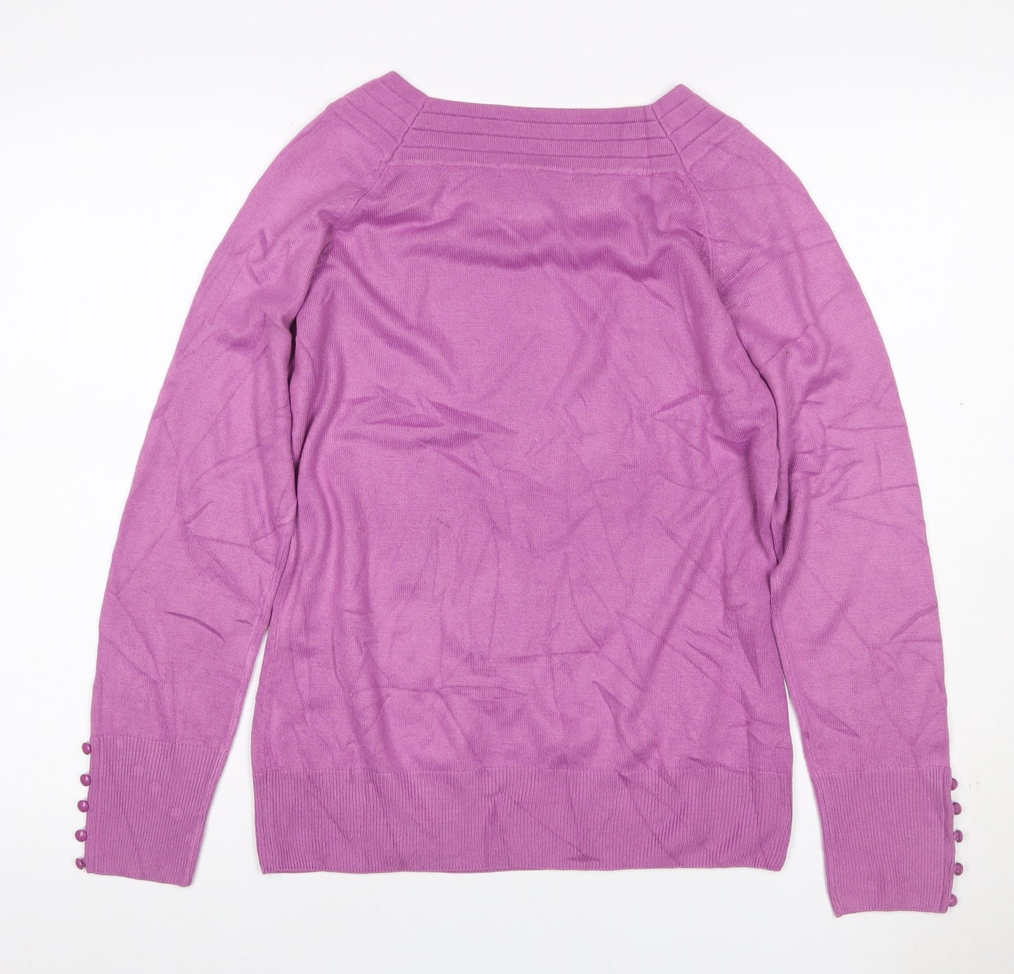 Marks and Spencer Women Purple UK 14 Boat Neck Raglan Button Jumper