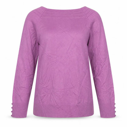 Marks & Spencer Women Purple UK 14 Boat Neck Raglan Button Jumper