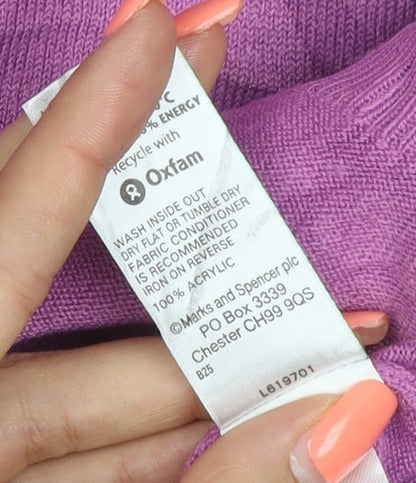 Marks and Spencer Women Purple UK 14 Boat Neck Raglan Button Jumper